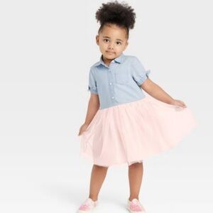 OshKosh B'gosh Chambray Short Sleeve Tulle Dress